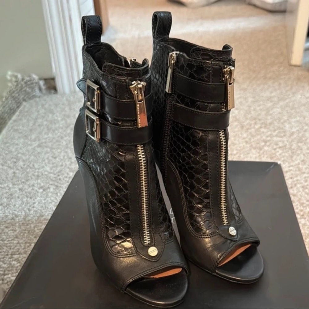 Vince Camuto Black Snakeskin Heeled Boots